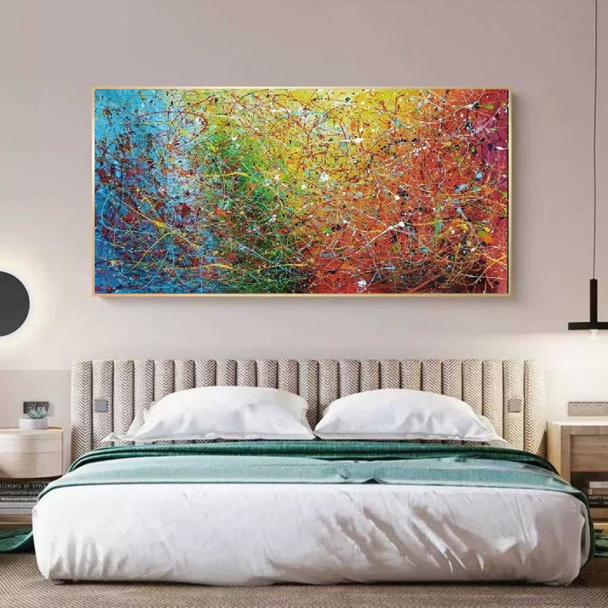Handcrafted Abstract Painting Pollock Style Wall  Art For Homedecor PLK1006