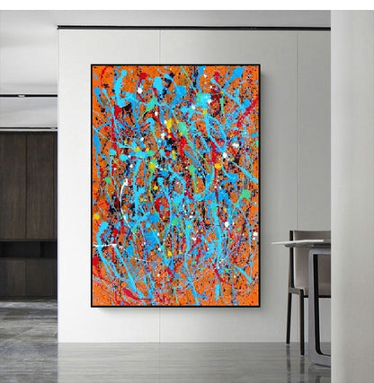 Handcrafted Abstract Painting Pollock Style Wall  Art For Homedecor PLK1007A