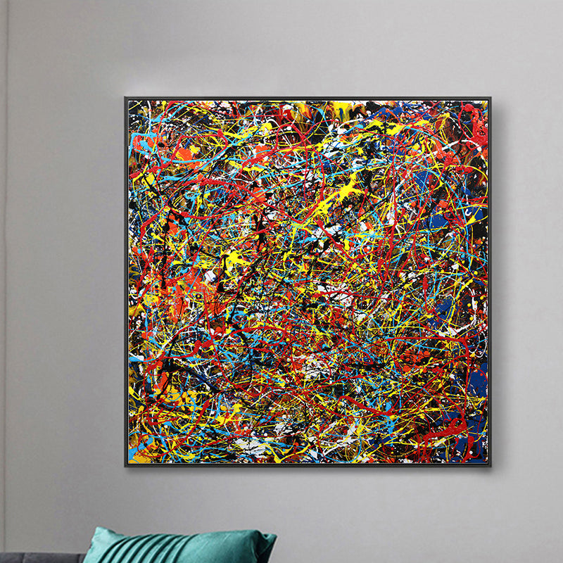 Handcrafted Abstract Painting Pollock Style Wall  Art For Homedecor PLK1011