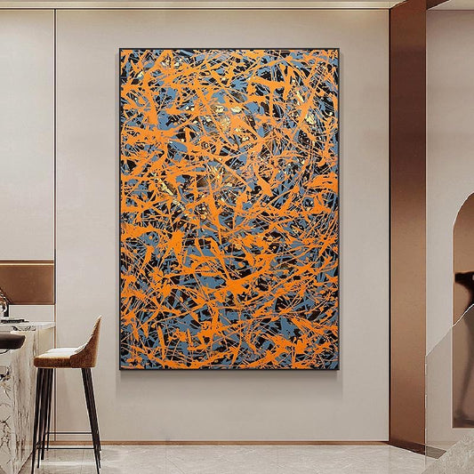 Handcrafted Abstract Painting Pollock Style Wall  Art For Homedecor PLK1012