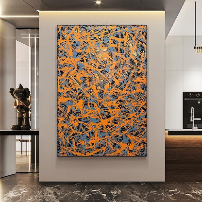 Handcrafted Abstract Painting Pollock Style Wall  Art For Homedecor PLK1012