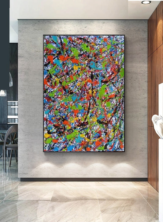 Handcrafted Abstract Painting Pollock Style Wall  Art For Homedecor PLK1013A