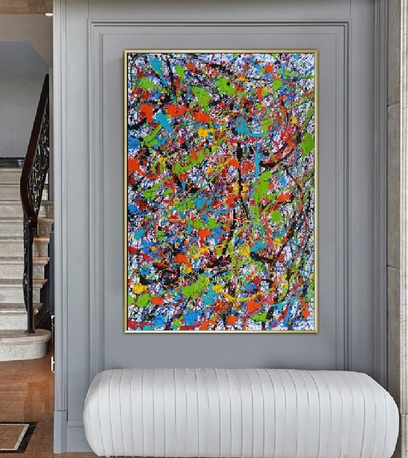 Handcrafted Abstract Painting Pollock Style Wall  Art For Homedecor PLK1013A