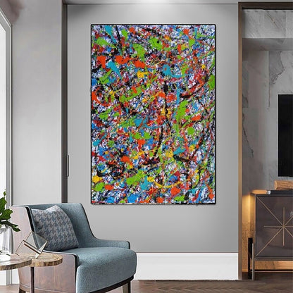 Handcrafted Abstract Painting Pollock Style Wall  Art For Homedecor PLK1013A