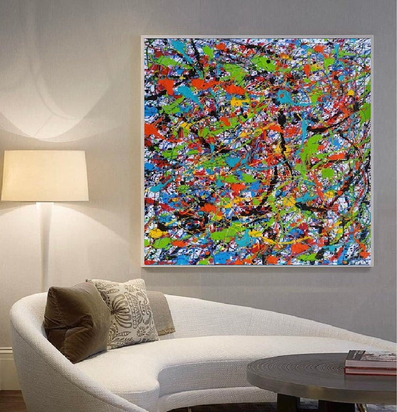 Handcrafted Abstract Painting Pollock Style Wall  Art For Homedecor PLK1013B