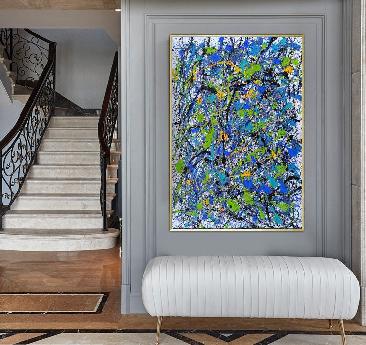Handcrafted Abstract Painting Pollock Style Wall  Art For Homedecor PLK1016A