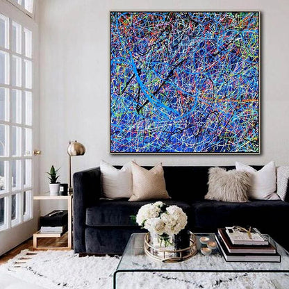 Handcrafted Abstract Painting Pollock Style Wall  Art For Homedecor PLK1017