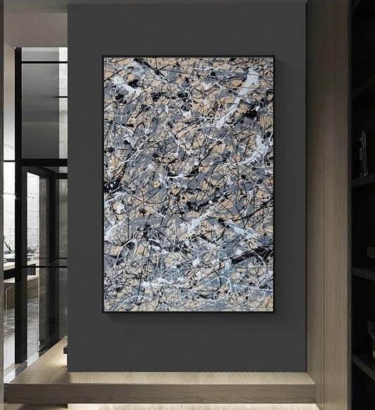 Handcrafted Abstract Painting Pollock Style Wall  Art For Homedecor PLK1025