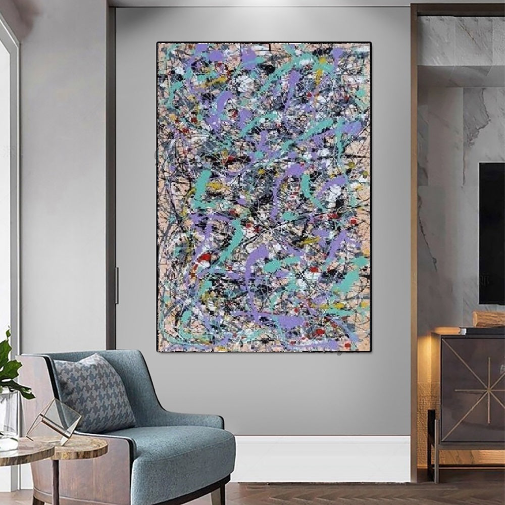 Handcrafted Abstract Painting Pollock Style Wall  Art For Homedecor PLK1026