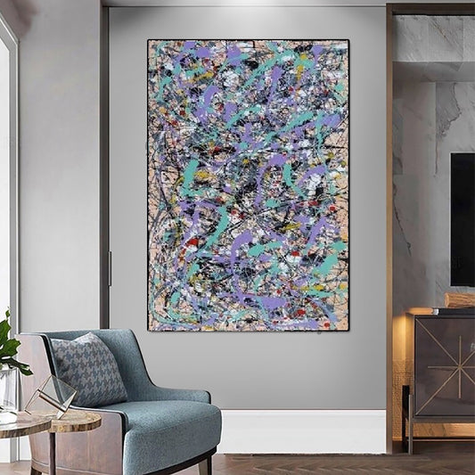 Handcrafted Abstract Painting Pollock Style Wall  Art For Homedecor PLK1026