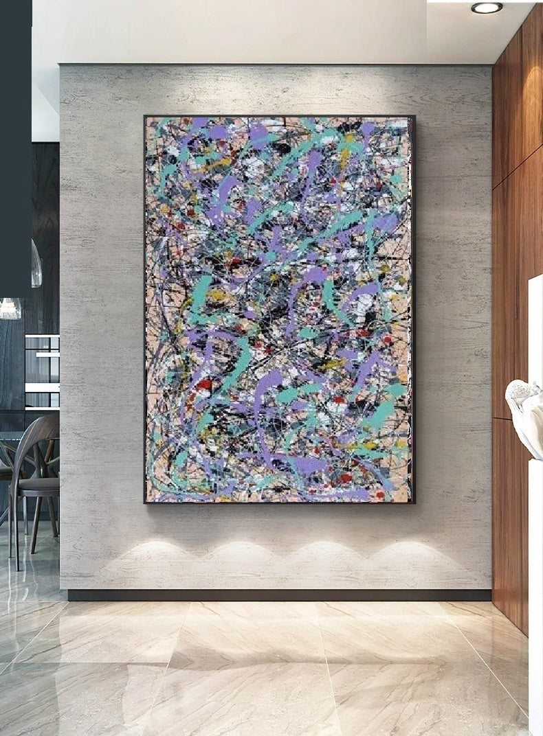 Handcrafted Abstract Painting Pollock Style Wall  Art For Homedecor PLK1026