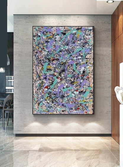 Handcrafted Abstract Painting Pollock Style Wall  Art For Homedecor PLK1026
