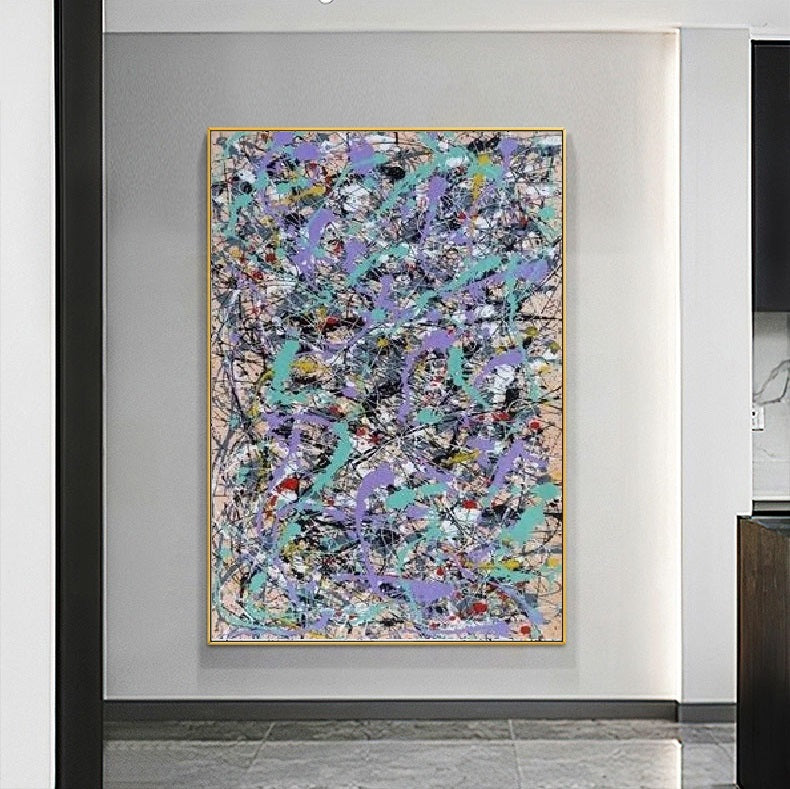 Handcrafted Abstract Painting Pollock Style Wall  Art For Homedecor PLK1026
