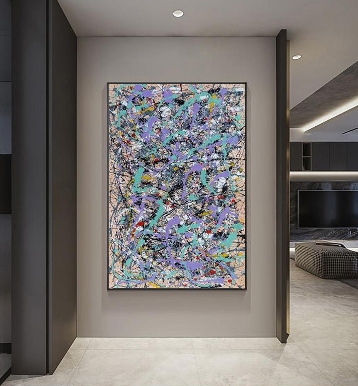 Handcrafted Abstract Painting Pollock Style Wall  Art For Homedecor PLK1026
