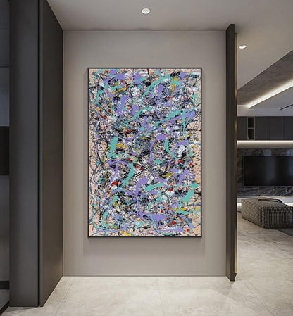 Handcrafted Abstract Painting Pollock Style Wall  Art For Homedecor PLK1026