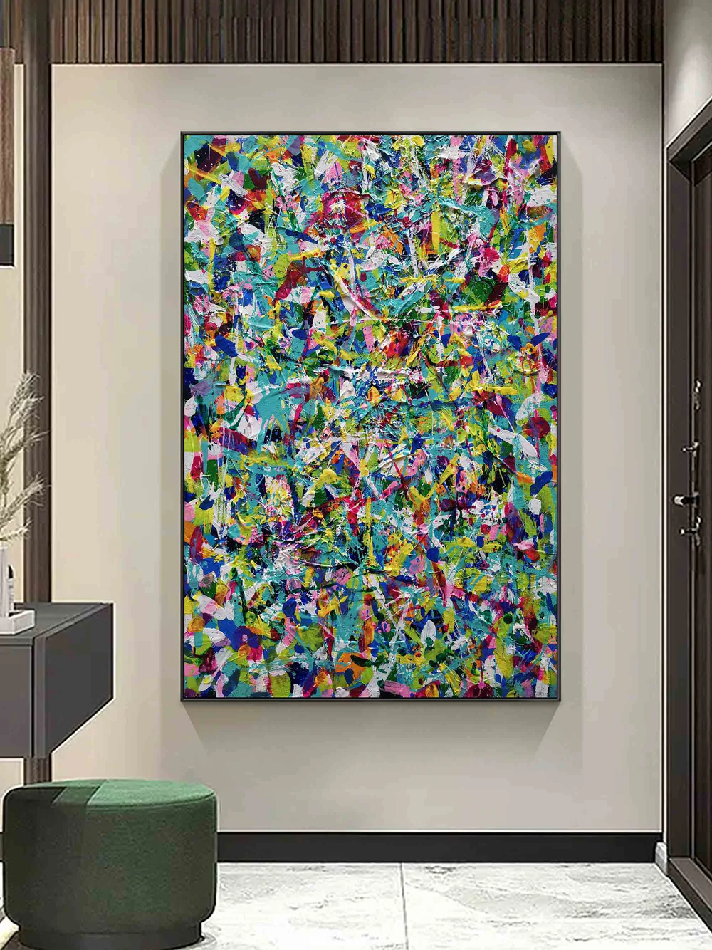 Handcrafted Abstract Painting Pollock Style Wall  Art For Homedecor PLK1029