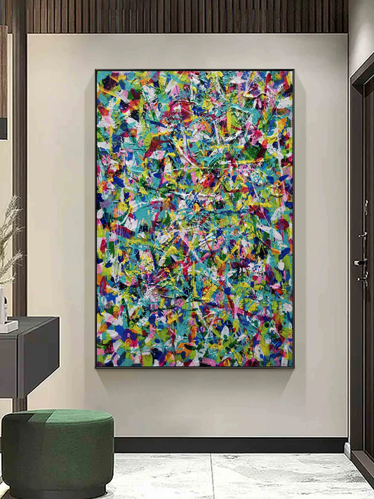 Handcrafted Abstract Painting Pollock Style Wall  Art For Homedecor PLK1029