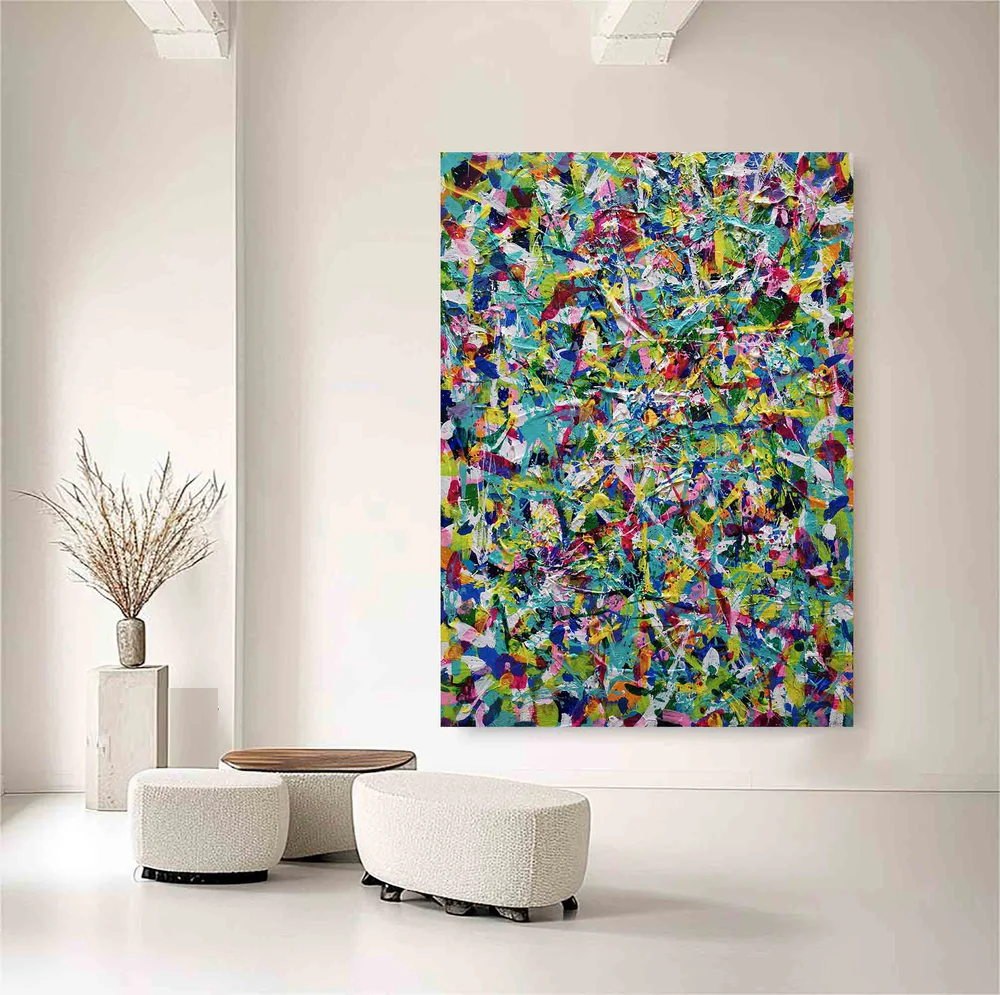 Handcrafted Abstract Painting Pollock Style Wall  Art For Homedecor PLK1029