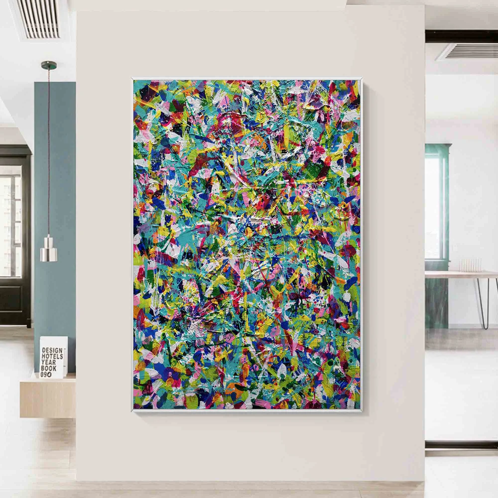 Handcrafted Abstract Painting Pollock Style Wall  Art For Homedecor PLK1029