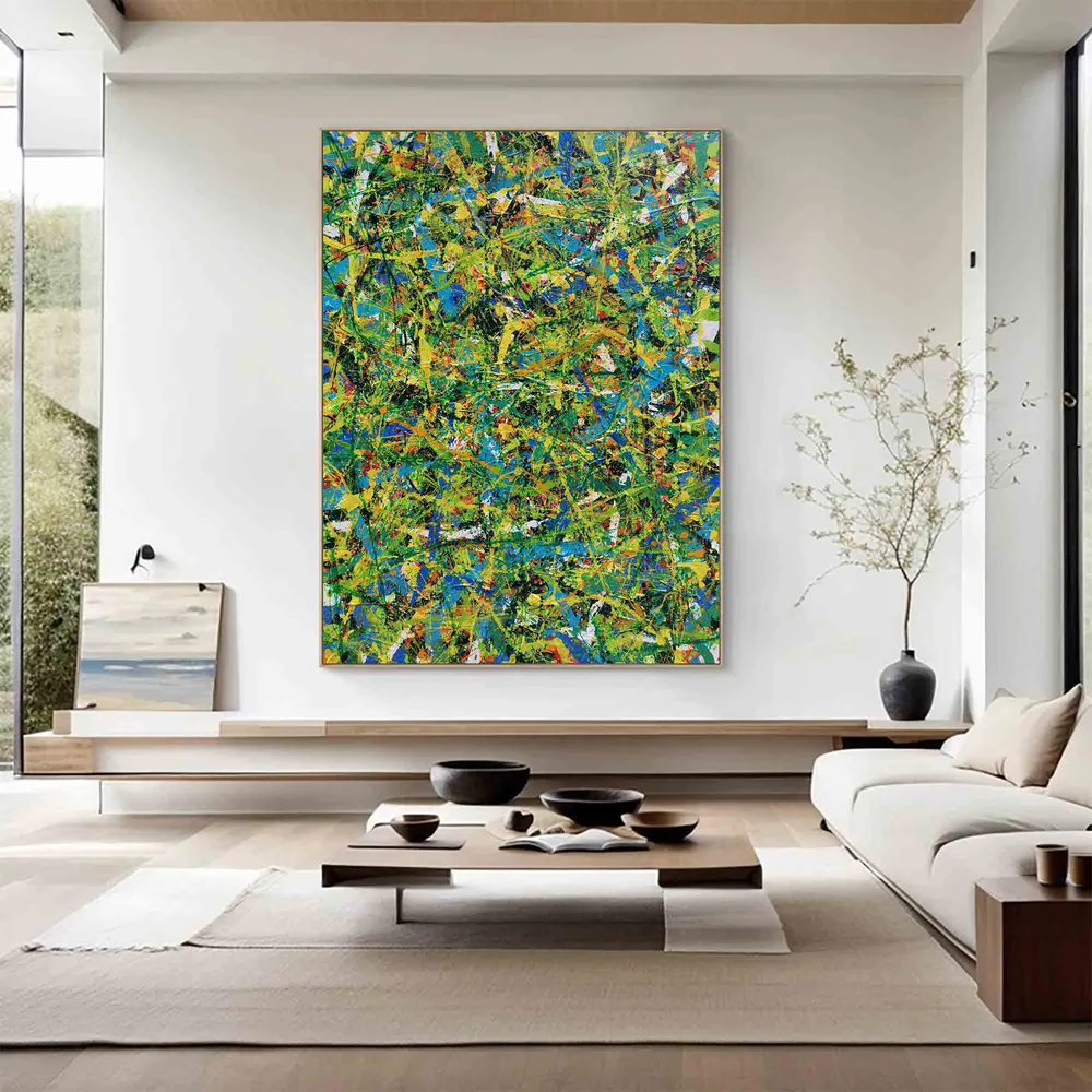 Handcrafted Abstract Painting Pollock Style Wall  Art For Homedecor PLK1030