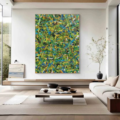 Handcrafted Abstract Painting Pollock Style Wall  Art For Homedecor PLK1030