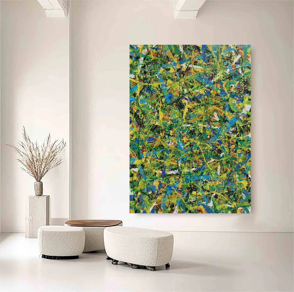 Handcrafted Abstract Painting Pollock Style Wall  Art For Homedecor PLK1030