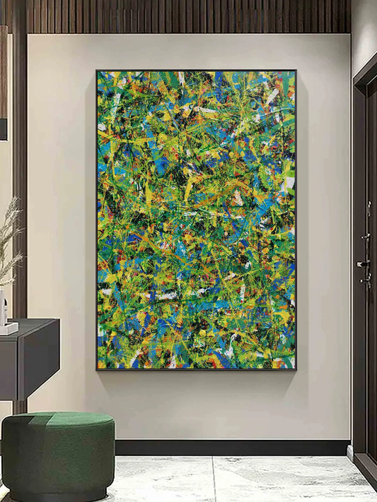 Handcrafted Abstract Painting Pollock Style Wall  Art For Homedecor PLK1030