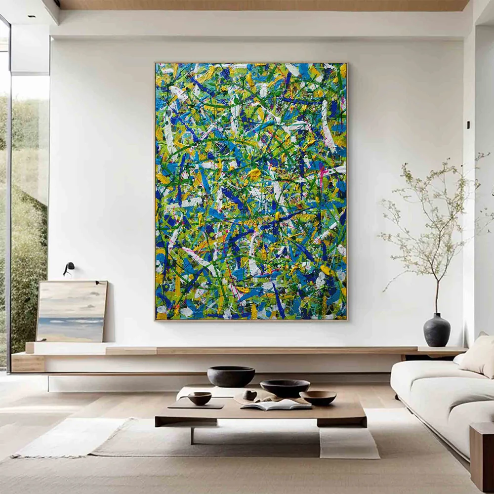 Handcrafted Abstract Painting Pollock Style Wall  Art For Homedecor PLK1031