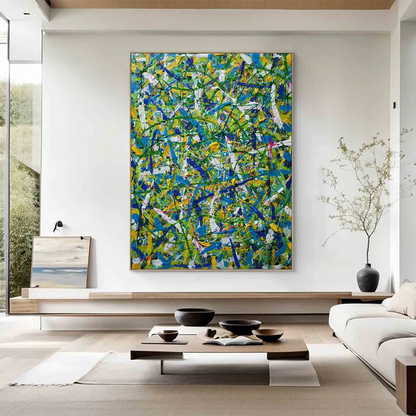 Handcrafted Abstract Painting Pollock Style Wall  Art For Homedecor PLK1031