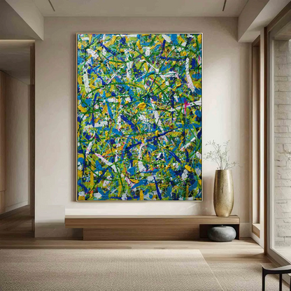 Handcrafted Abstract Painting Pollock Style Wall  Art For Homedecor PLK1031