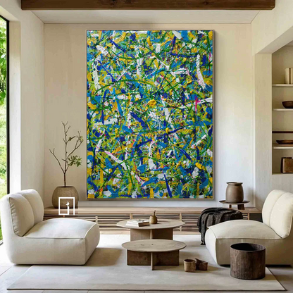 Handcrafted Abstract Painting Pollock Style Wall  Art For Homedecor PLK1031