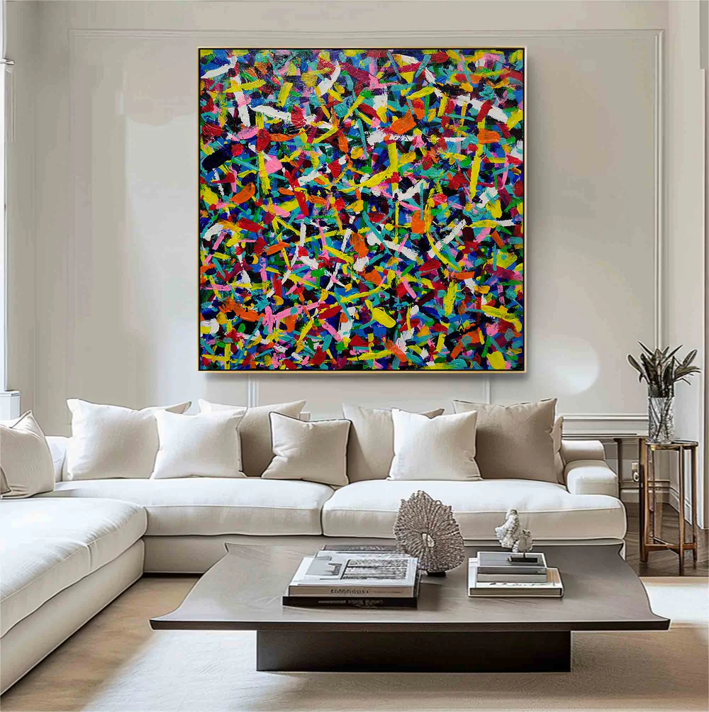 Handcrafted Abstract Painting Pollock Style Wall  Art For Homedecor PLK1032