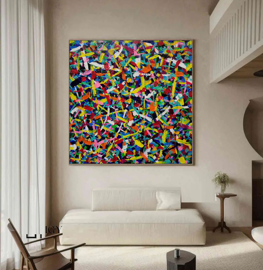 Handcrafted Abstract Painting Pollock Style Wall  Art For Homedecor PLK1032