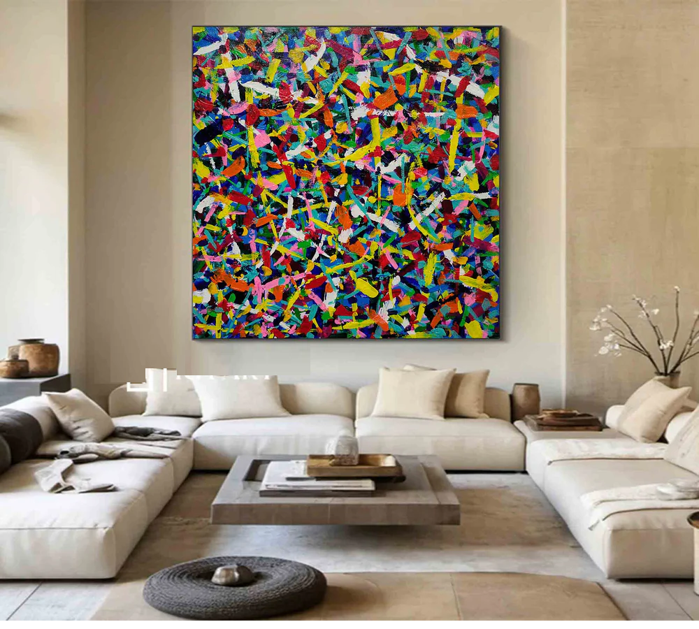 Handcrafted Abstract Painting Pollock Style Wall  Art For Homedecor PLK1032