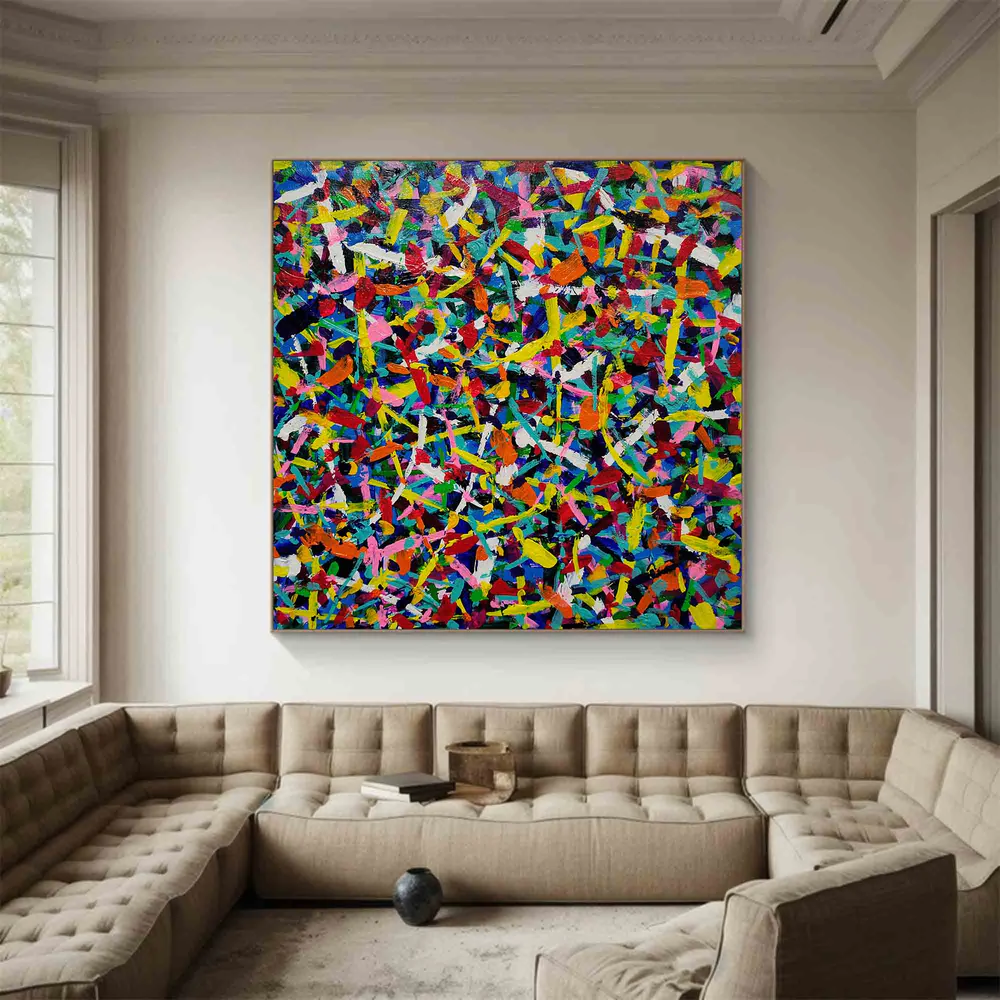 Handcrafted Abstract Painting Pollock Style Wall  Art For Homedecor PLK1032