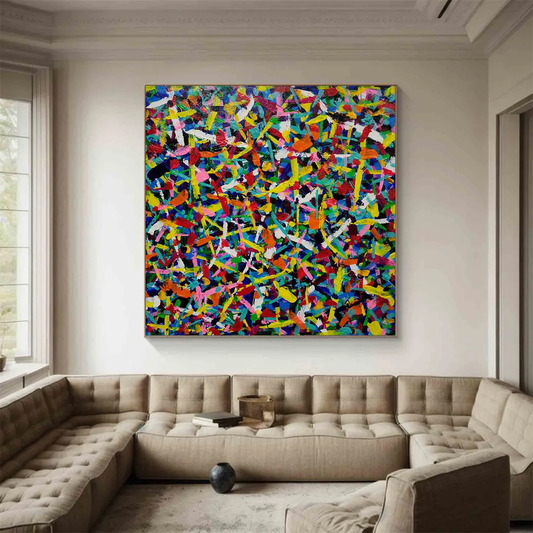 Handcrafted Abstract Painting Pollock Style Wall  Art For Homedecor PLK1032