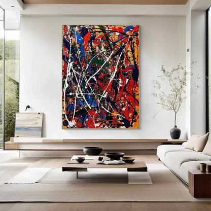 Handcrafted Abstract Painting in Pollock Style Modern Wall Art for Home Decor PLK1033