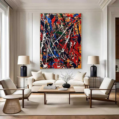 Handcrafted Abstract Painting in Pollock Style Modern Wall Art for Home Decor PLK1033